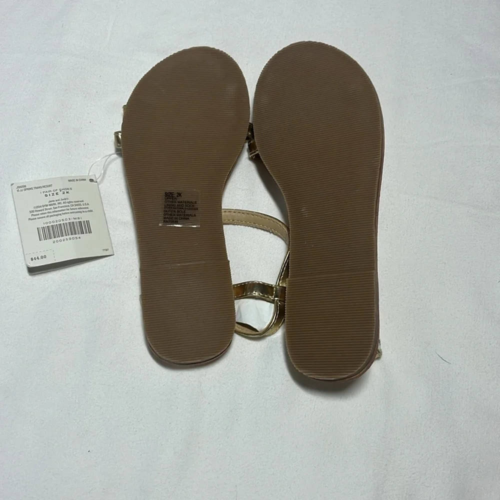 Janie and Jack Youth Size 2K Gold Sandals
